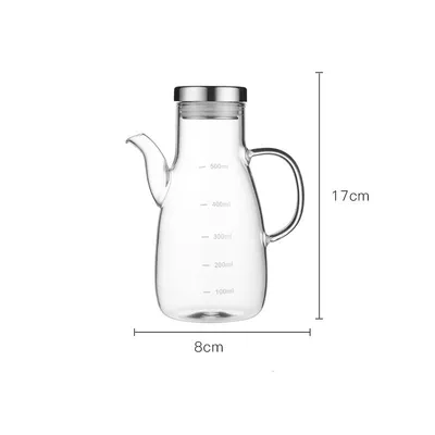 A glass oil can can be filled with oil cans