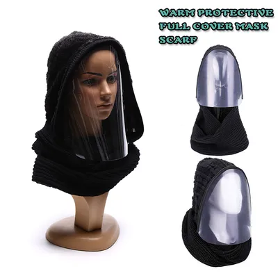 Outdoor Sports Headwear Scarves Transparent Hooded Sdult Hat Winter Scarf Warm Full Face Scarf Cycling Scarves Full Face Mask