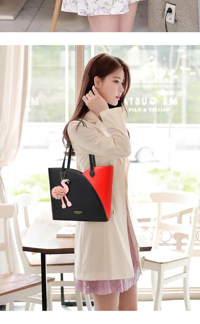 Popular Bag Hit Color Tote Bag Nordic Style Fashion Satchel Net Red Female Bag