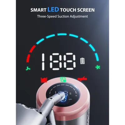 قوة شفط قوية 45 كيلو باسكال، شاشة لمس LED لاسلكية، عمر بطارية يصل إلى 60 دقيقة، مكنسة كهربائية منزلية خفيفة الوزن محمولة باليد لشعر الحيوانات الأليفة