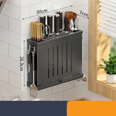Stainless Steel Knife Rack Shelf Kitchen Wall-mounted Knife Storage Rack