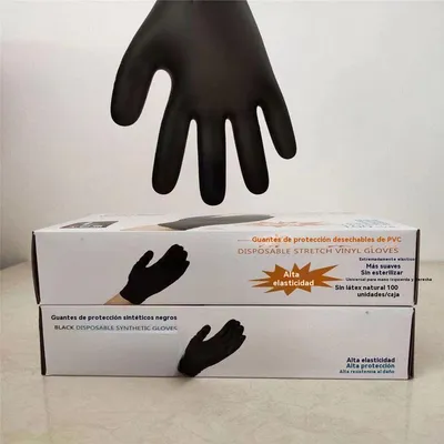 Black Thick Disposable Gloves 1 0 0PCS, PVC Nitrile Rubber, Food Grade, Latex Free, For Kitchen Dishwashing & Protection