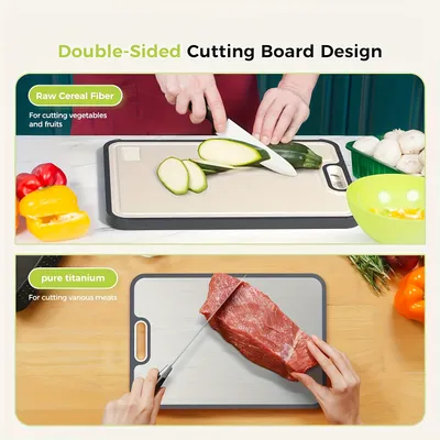 1 Double-sided Household Chopping Board - Anti-slip Base, Easy To Clean With Handle - Made Of Stainless Steel, Suitable For Meat, Vegetable And Fruit Families, Essential Kitchen Tools For Camping And