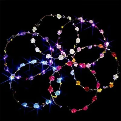 10-20 طوق شعر مزين بأزهار مضيئة بتقنية LED، تاج، إكليل، مناسب لحفلات الزفاف وأعياد الميلاد