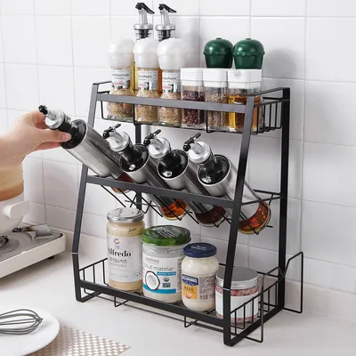 Tieyi three layer seasoning rack, kitchen supplies shelf