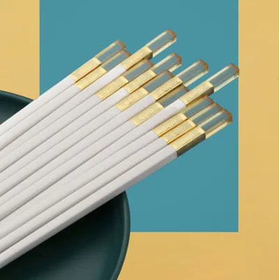 New Household Alloy Chopsticks Amber Gold Resistant To High Temperature