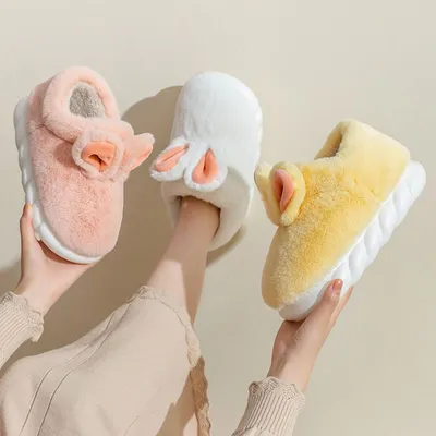 Home Thick-soled Couple Cute Indoor Household Bag With Plush Confinement Warm Cotton Shoes