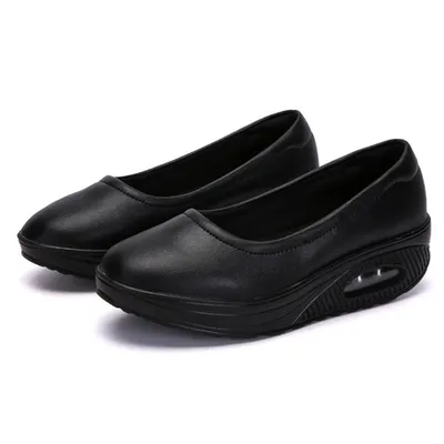 Plus size women's casual heightened wedge heel shoes