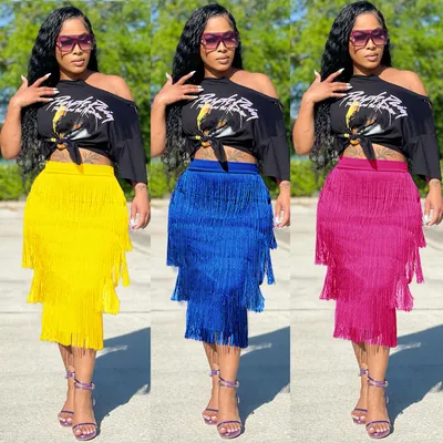 Women's Fashion Simple Print Short Sleeve T-shirt Knotted Skirt Set