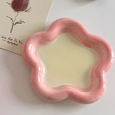 Ins Cream Chubby Cute Flower Creative Breakfast Plate Ceramic Plate