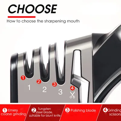 4 In1 Knife Sharpener Kitchen Grinder Diamond Knives For Sharp Scissors Tool UK