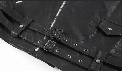 Motorcycle PU Multi-Zip Belt Leather Jacket
