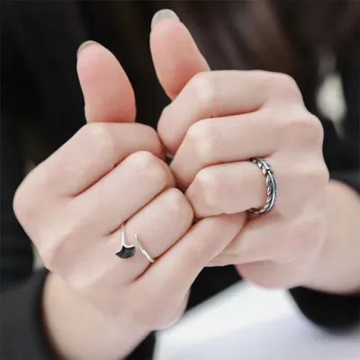 Ginkgo Leaf Vintage Ethnic Style Couple Ring