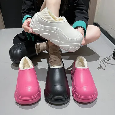 Women's Cotton-padded Shoes Non-slip Warm Shoes Eva Bag Heel