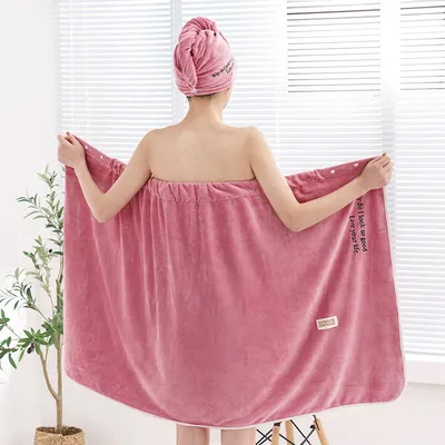 Ladies Home Embroidered Quick-drying Bath Dress