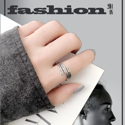 Korean Retro Fashion Personality Multi-layer Letters Women's Ring
