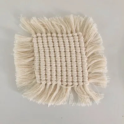 Handmade Cotton Woven Coaster Tassel Placemat Table Top Decoration