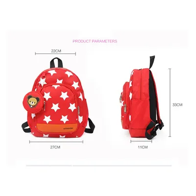 Teens Soccer Fan Backpack,Star Print With Cute Bear Coin Purse, Lightweight Stadium Bag For World Cup, Sports Events & School
