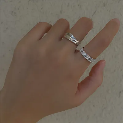 Women's Sterling Silver Texture Fashion White Silver Plain Ring