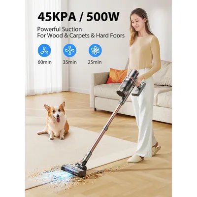 قوة شفط قوية 45 كيلو باسكال، شاشة لمس LED لاسلكية، عمر بطارية يصل إلى 60 دقيقة، مكنسة كهربائية منزلية خفيفة الوزن محمولة باليد لشعر الحيوانات الأليفة