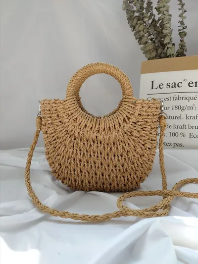 Women's hand carry straw bag