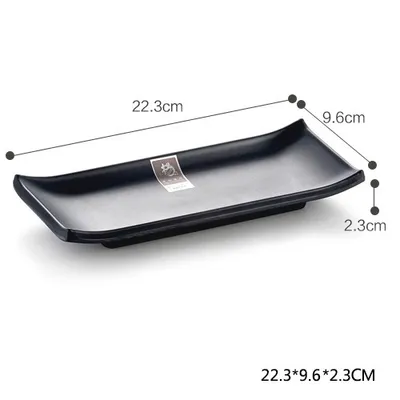 Flat rectangular sushi plate