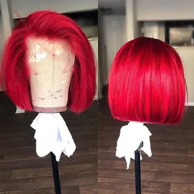 Partially Divided Big Red BOB Short Hair