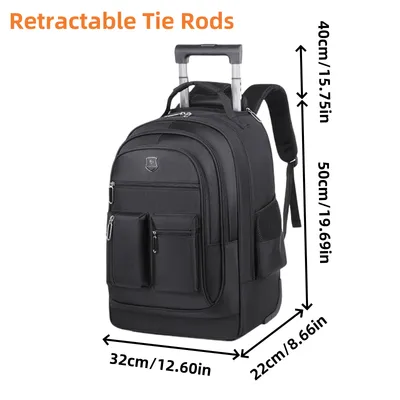 Large Capacity Travel Backpack With Waaheels, Multi Layer Trolley Luggage Bag, Multifunctional