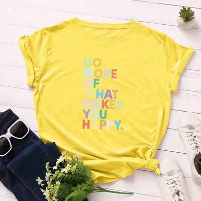 Women's Loose Round Neck Short-sleeved T-shirt With Letters