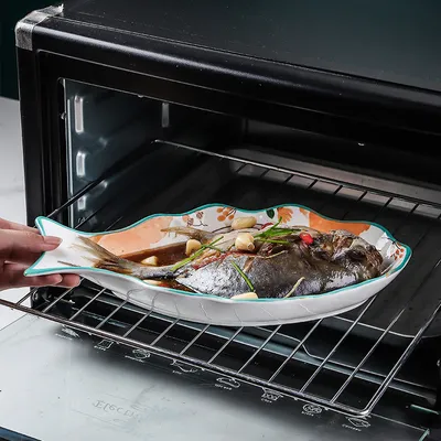 Home Large Nordic Steamed Fish Plate Microwave Available