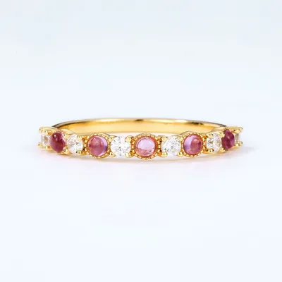 Lavender Amethyst White Zirconium Women's S925 Silver Gold Plated Ring