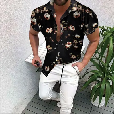 Cross-Border Hot Models Amazon Ebay European And American Men's Short-Sleeved Fashion Shirts Shirts New Tops Men's Trend