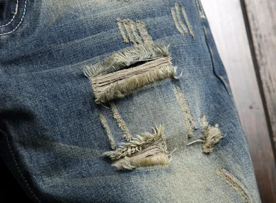 New Men's Straight Slim Ripped Jeans