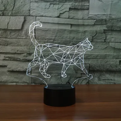Colorful acrylic cat night light