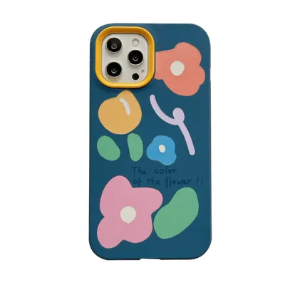 Blue Art Flower Silicone Phone Case