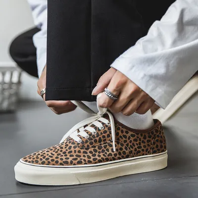 Low-Top Leopard Leather Casual Vintage British Sneakers