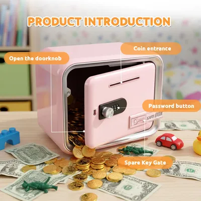 Pink Combination Lock Piggy Bank  Children's Money Bank Gift Fostering Saving Habits