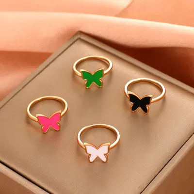 Retro Drip Oil Butterfly Ring Women's Fashion Personality