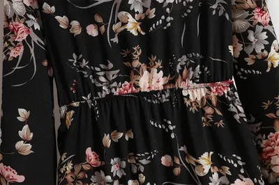 Women's Round Neck Long Sleeve Pullover Floral Dress