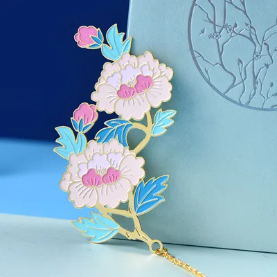 Flowers Bloom Rich Enamel Craft Metal Hollow Bookmark