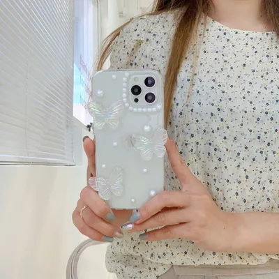 غطاء هاتف بلاستيكي من ليزر فراشة لؤلؤة