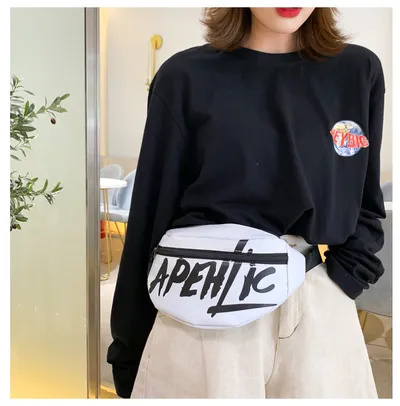 Nylon printed letters small satchel