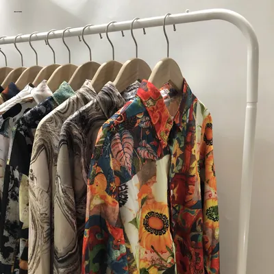 Vintage Design Hong Kong Style Print Draped Oil Painting Shirt
