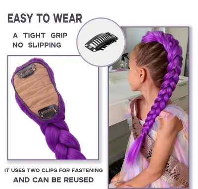 Clip-in Chunky Braided Ponytail Hair Extension, Colorful Synthetic Pre-braided Braid Hairpiece For Women