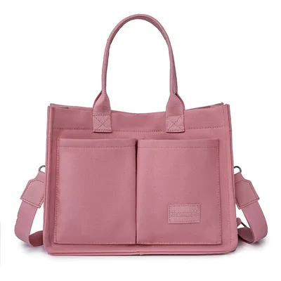 New Canvas Shoulder Bag Women Large Capacity Multi-pocket Handbags Casual Crossbody Shopper Bags