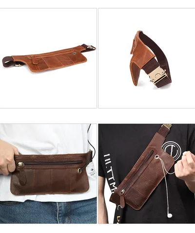 Men's retro leather belt bag