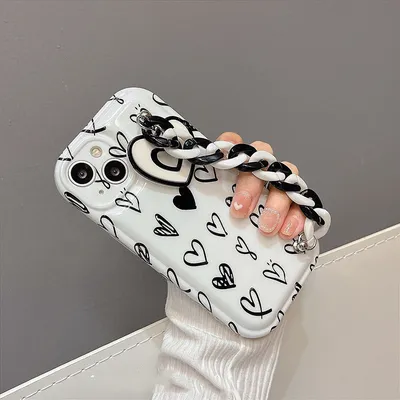 Black Graffiti Love Chain Phone Case