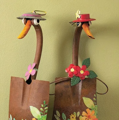 Cute Duck Garden Art Shovel Spade Art Craft Wrought Iron Decoration