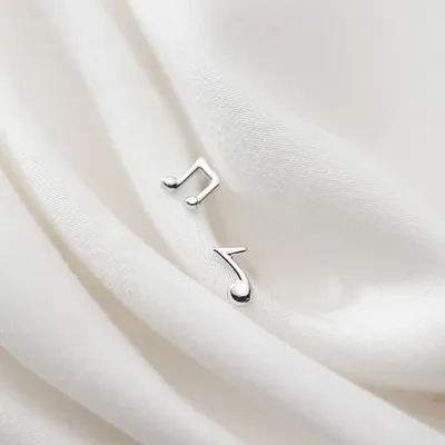 Silver Girl Korean Style Musical Note Earrings