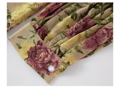 Women's Floral Loose Print Retro Hong Kong Style Floral Shirt